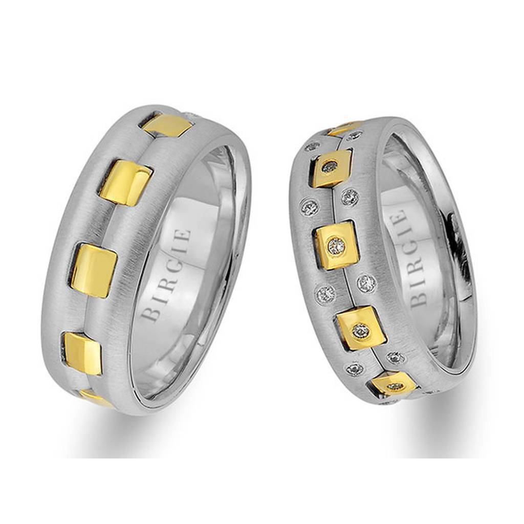 White and Yellow Gold Picabia Wedding Band w/ Diamonds