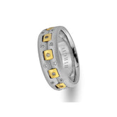 White and Yellow Gold Picabia Wedding Band w/ Diamonds