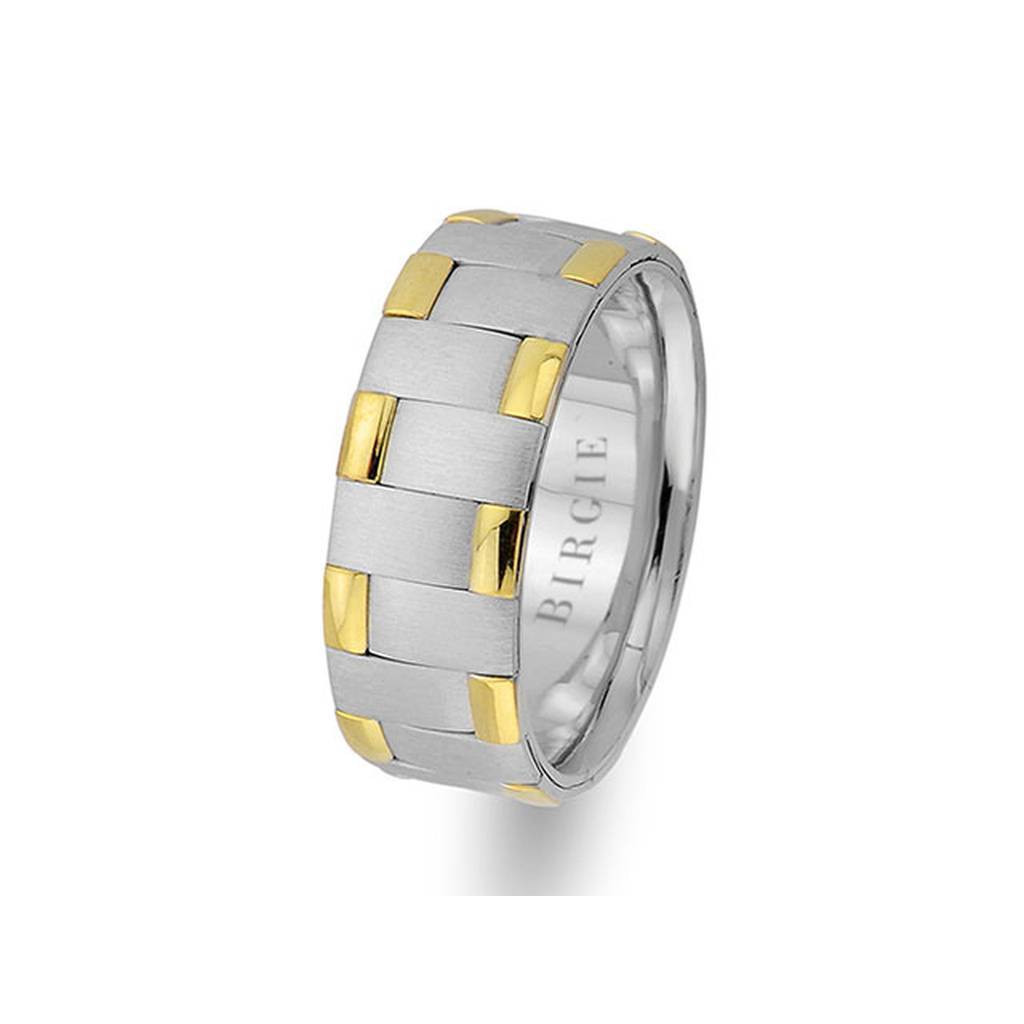 White and Yellow Gold Asymmetric Wedding Band