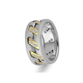 White and Yellow Gold Presto Wedding Band w/ Diamonds