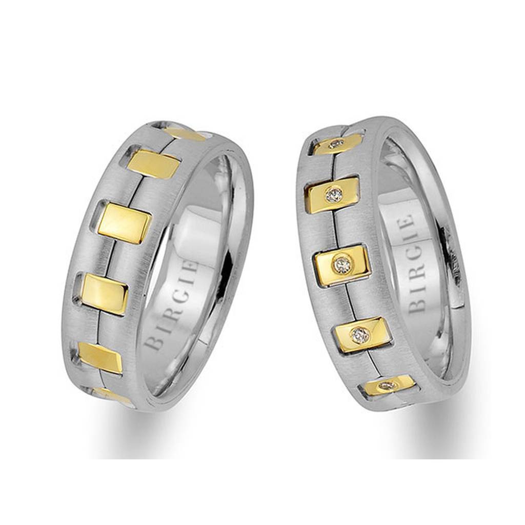 White and Yellow Gold Presto Wedding Band w/ Diamonds