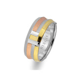 Rose, White and Yellow Gold Arran Wedding Band w/ Diamonds