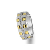 White and Yellow Gold Stylish Wedding Band w/ Diamonds