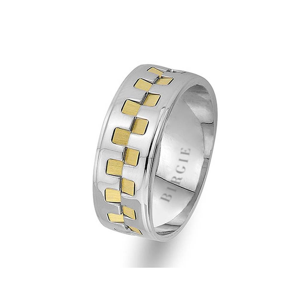 White and Yellow Gold Waterfall Wedding Band