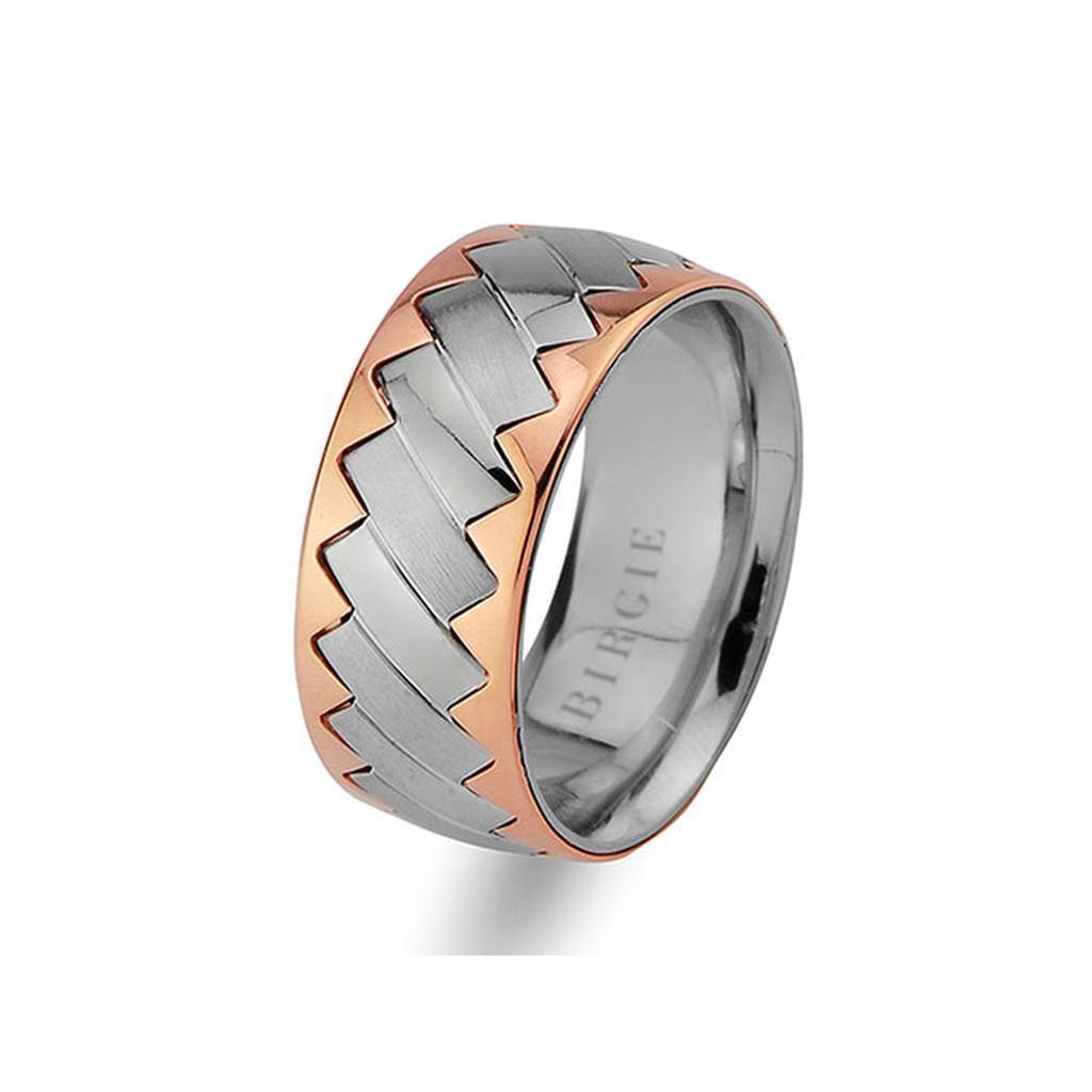 White and Rose Gold Sky Wedding Band