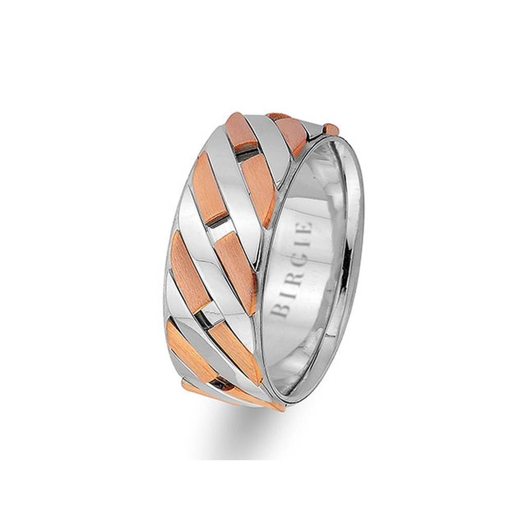 Kayra Design White and Rose Gold Wedding Band