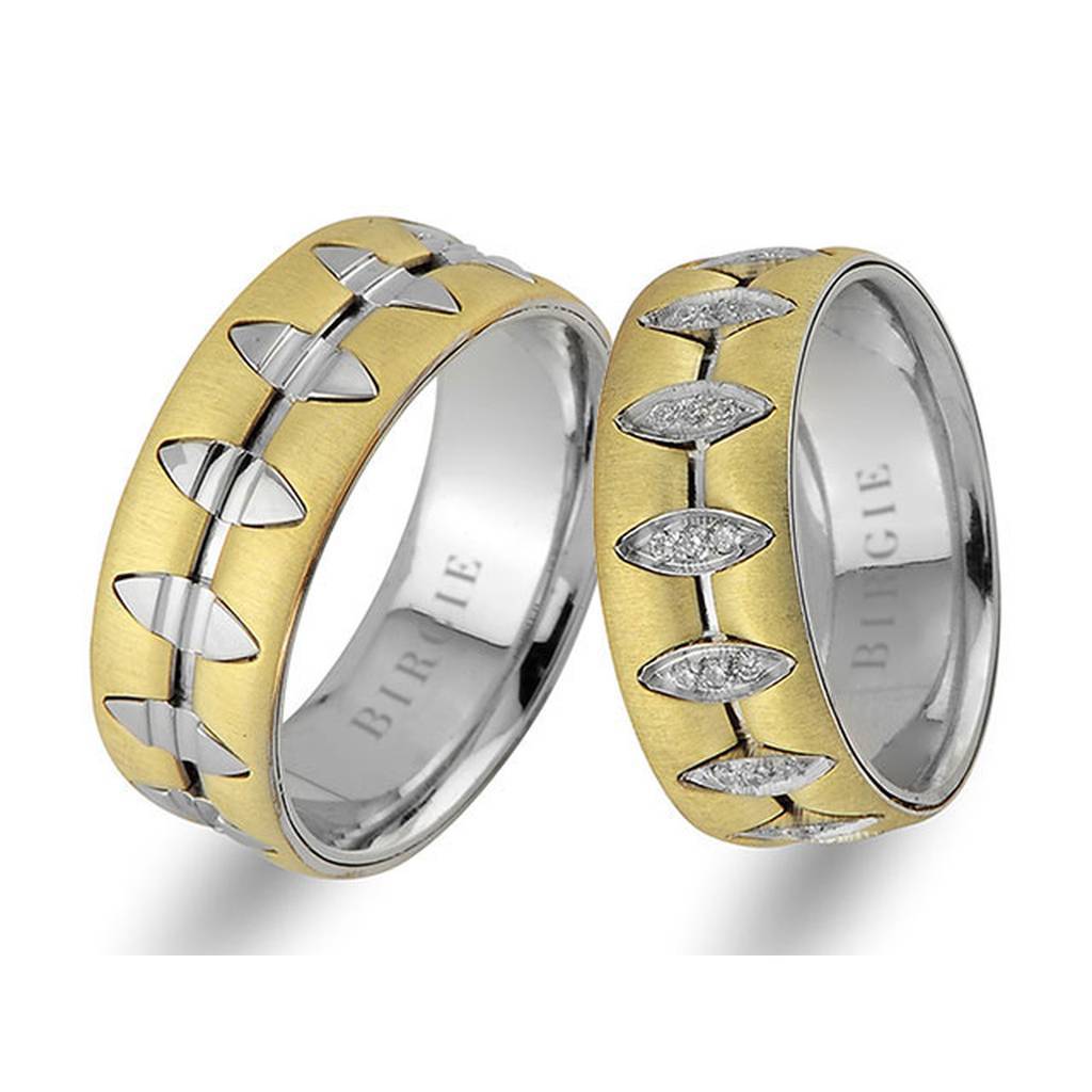 White and Yellow Gold La Luna Wedding Band w/ Diamonds