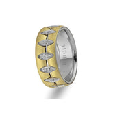 White and Yellow Gold La Luna Wedding Band w/ Diamonds