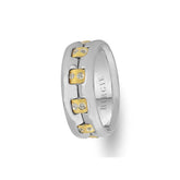 White and Yellow Gold Saratoga Wedding Band w/ Diamonds