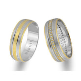 Classical Design White and Yellow Gold Wedding Band w/ Diamonds