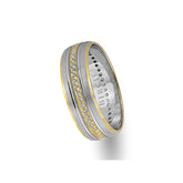 Classical Design White and Yellow Gold Wedding Band w/ Diamonds