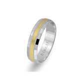 White and Yellow Gold Patterned Wedding Band