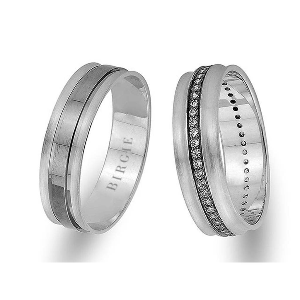 White Gold Classical Wedding Band w/ Diamonds