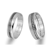 White Gold Classical Wedding Band w/ Diamonds