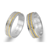 Yellow and White Gold Classical Wedding Band w/ Diamonds - Birgie Diamant | Fine Jewellery - Diamant & Edelstein Schmuck