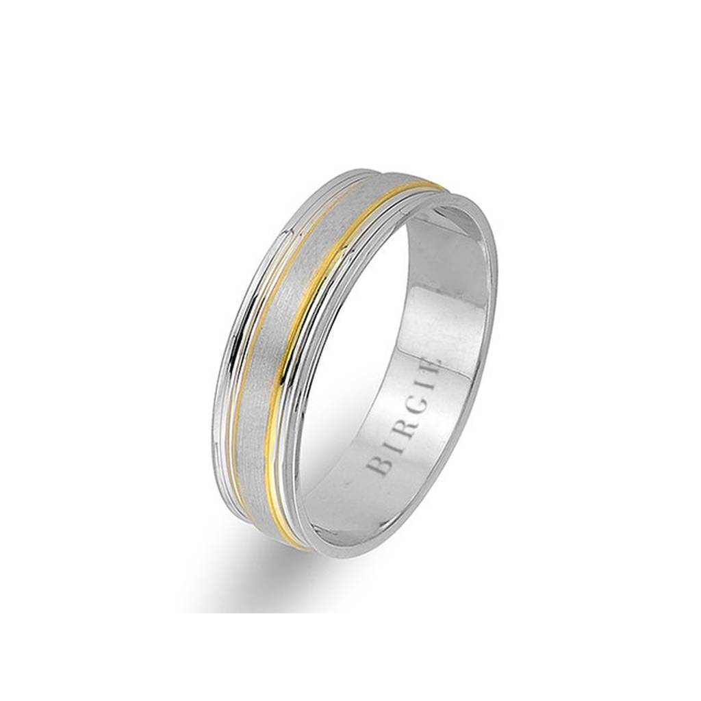 Yellow and White Gold Classical Wedding Band - Birgie Diamant | Fine Jewellery - Diamant & Edelstein Schmuck