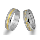 Yellow and White Gold Classical Wedding Band w/ Diamonds - Birgie Diamant | Fine Jewellery - Diamant & Edelstein Schmuck