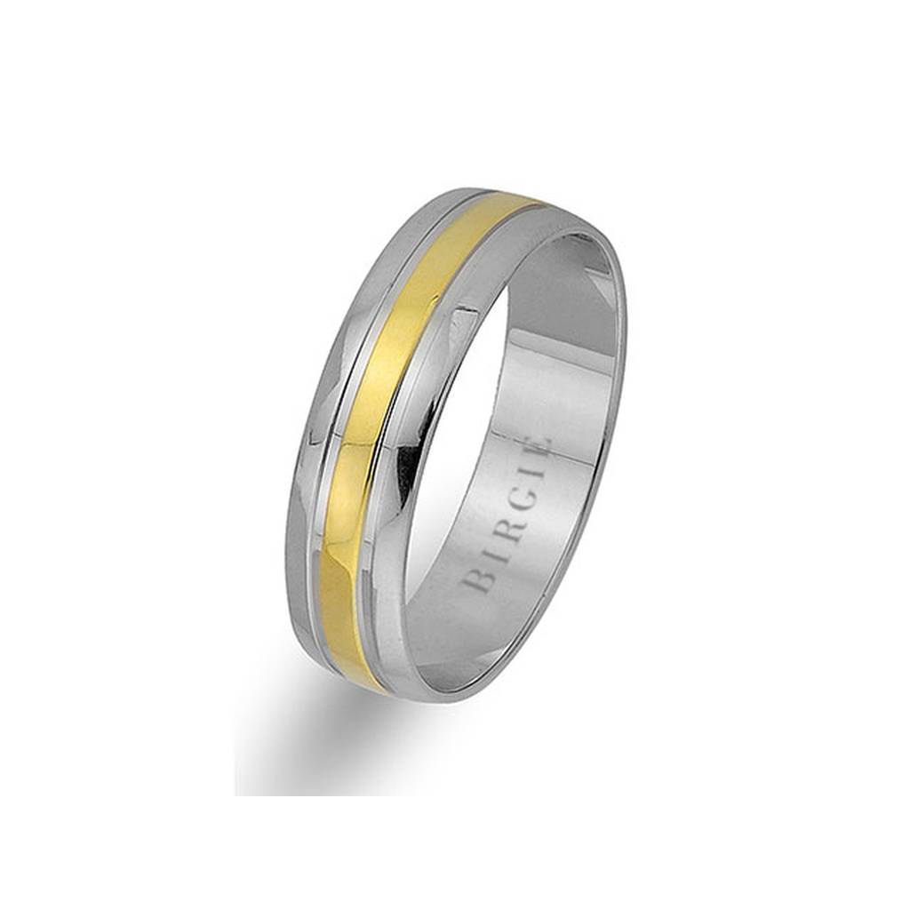 Yellow and White Gold Classical Wedding Band - Birgie Diamant | Fine Jewellery - Diamant & Edelstein Schmuck