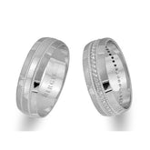 White Gold Patterned Classical Wedding Band w/ Diamonds - Birgie Diamant | Fine Jewellery - Diamant & Edelstein Schmuck