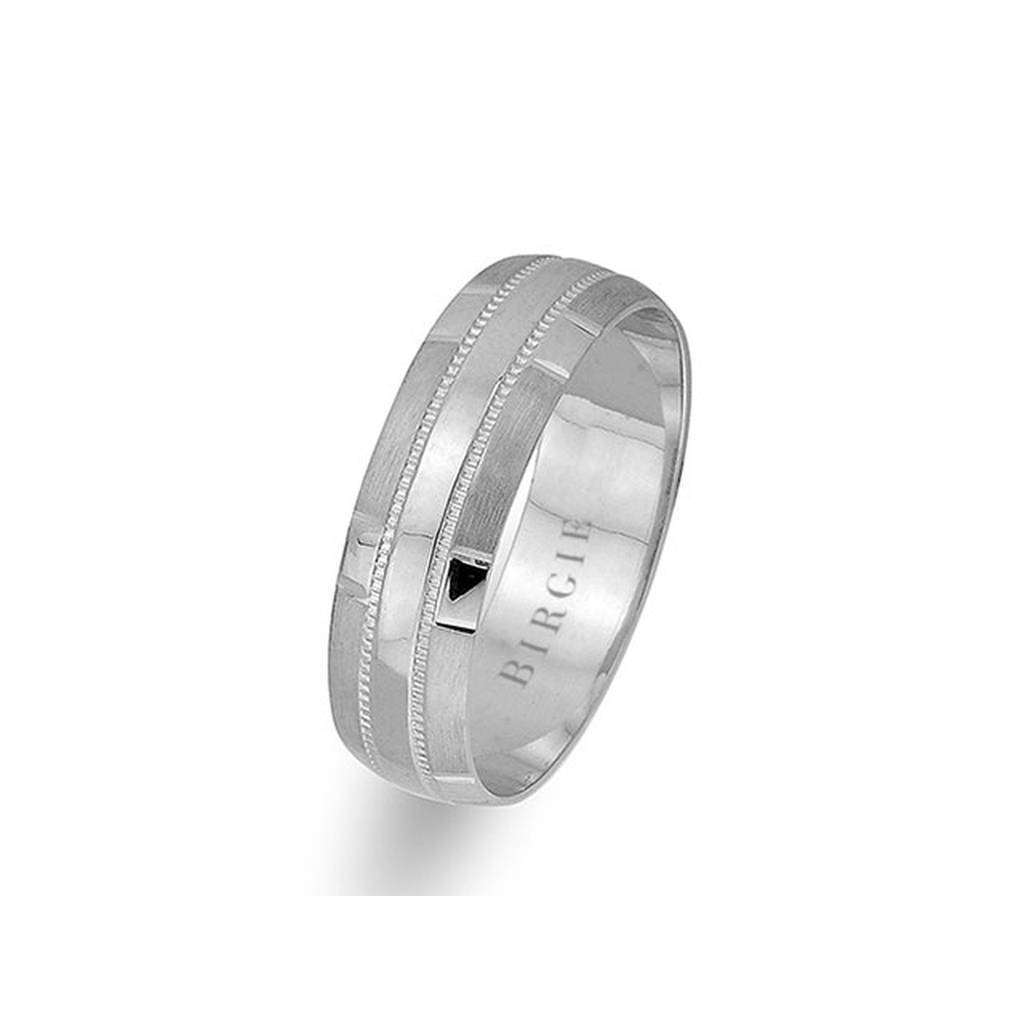 White Gold Patterned Classical Wedding Band - Birgie Diamant | Fine Jewellery - Diamant & Edelstein Schmuck