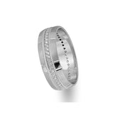 White Gold Patterned Classical Wedding Band w/ Diamonds - Birgie Diamant | Fine Jewellery - Diamant & Edelstein Schmuck