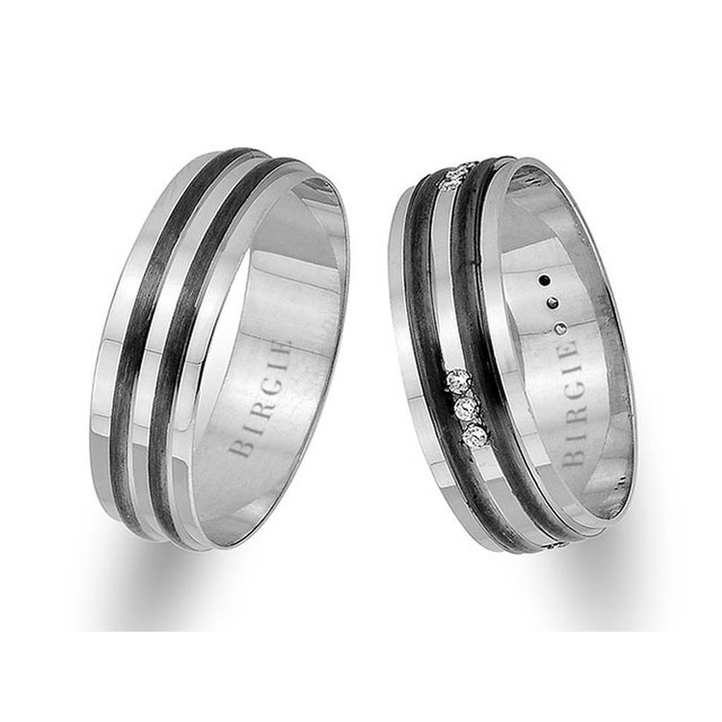 White Gold 2 Colour Classical Wedding Band w/ Diamonds