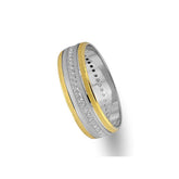 White and Yellow Gold Classical Wedding Band w/ Diamonds