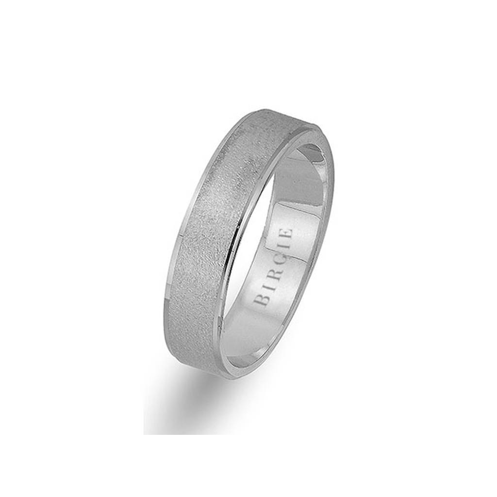 White Gold Grained Wedding Band