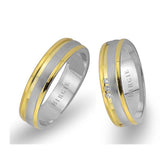 White and Yellow Gold Classical Wedding Band w/ Diamonds