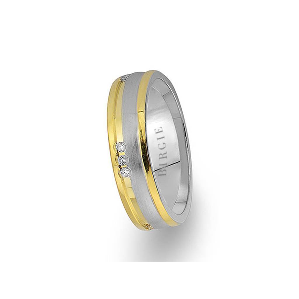 White and Yellow Gold Classical Wedding Band w/ Diamonds