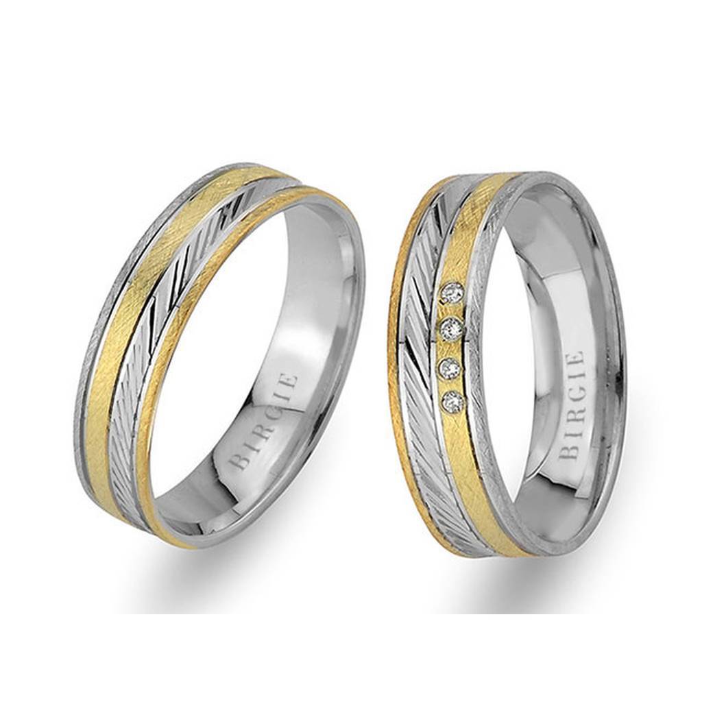 White and Yellow Gold Classical Wedding Band w/ Diamonds