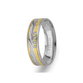 White and Yellow Gold Classical Wedding Band w/ Diamonds