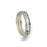 White and Yellow Gold Classical Wedding Band w/ Single Diamond