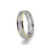 White and Yellow Gold Classical Wedding Band w/ Single Diamond