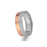 White and Rose Gold Classical Wedding Band w/ Diamonds