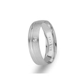 White Gold Matt Classical Wedding Band w/ Single Diamond - Birgie Diamant | Fine Jewellery - Diamant & Edelstein Schmuck