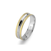 White and Yellow Gold Matt Classical Grooved Wedding Band