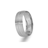 White Gold Matt Classical Wedding Band w/ Single Diamond - Birgie Diamant | Fine Jewellery - Diamant & Edelstein Schmuck