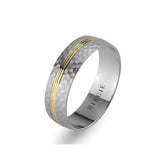 Mirrored Design White and Yellow Gold Wedding Band