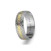 Mirrored Design White and Yellow Gold Wedding Band w/ Diamonds