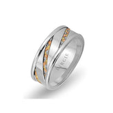 Braided Design White and Yellow Gold 3 Coloured Wedding Band