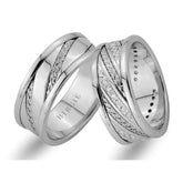 Braided Design White Gold Wedding Band w/ Diamonds