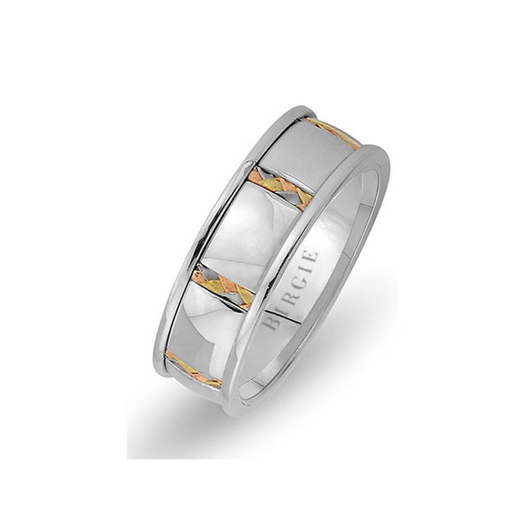 Braided Design White Gold 3 Coloured Wedding Band