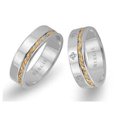 Braided Design White Gold 3 Coloured Wedding Band w/ Diamonds