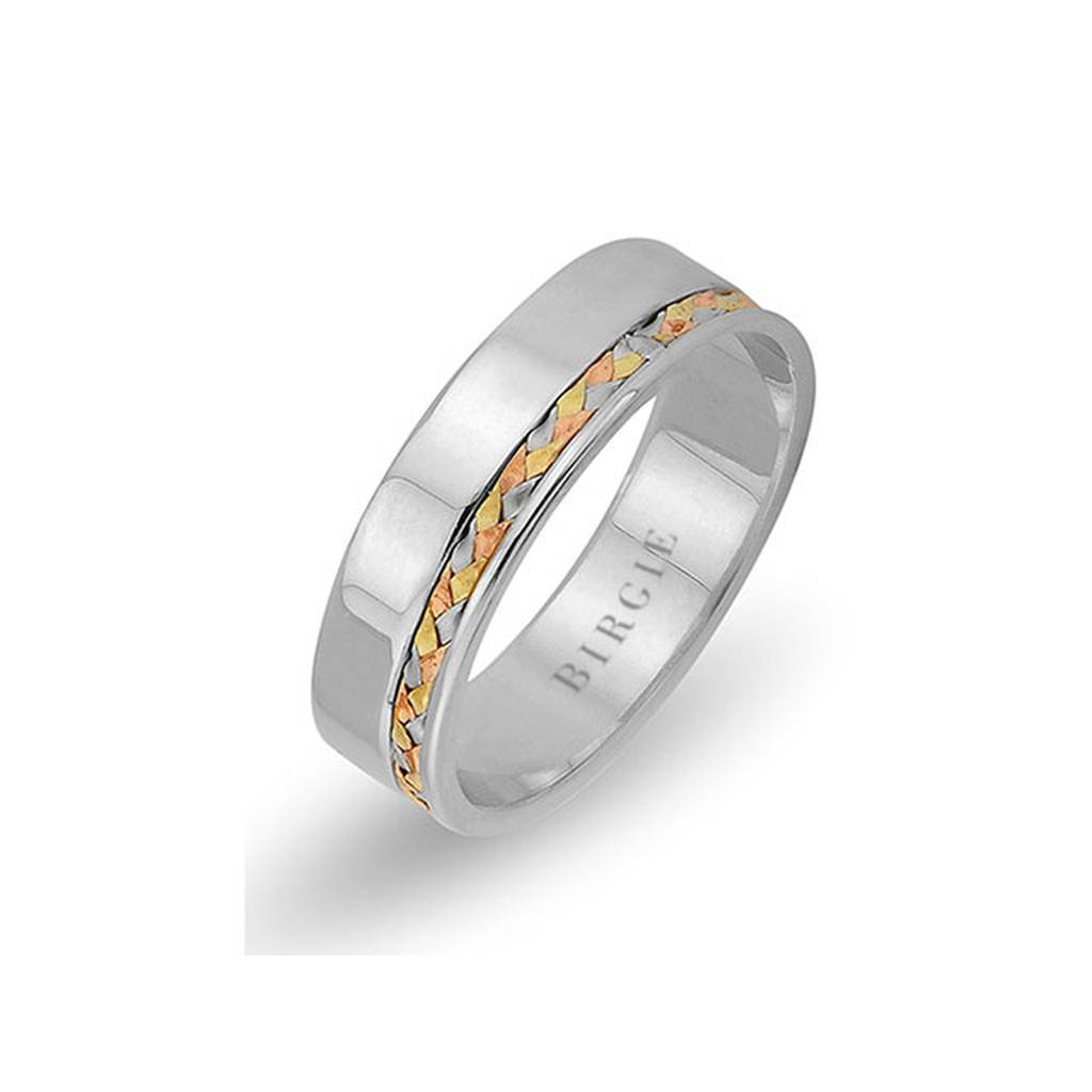 Braided Design White Gold 3 Coloured Wedding Band