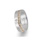 Braided Design White Gold 3 Coloured Wedding Band w/ Diamonds