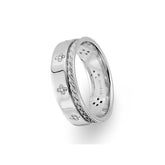 Braided Design White Gold Wedding Band w/ Diamonds