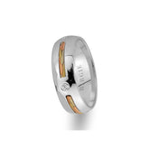 Modern Design White Gold 3 Coloured Wedding Band w/ Single Diamond