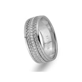 Braided Design White Gold Wedding Band w/ Diamonds