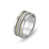 Bird's Nest White and Yellow Gold Wedding Band